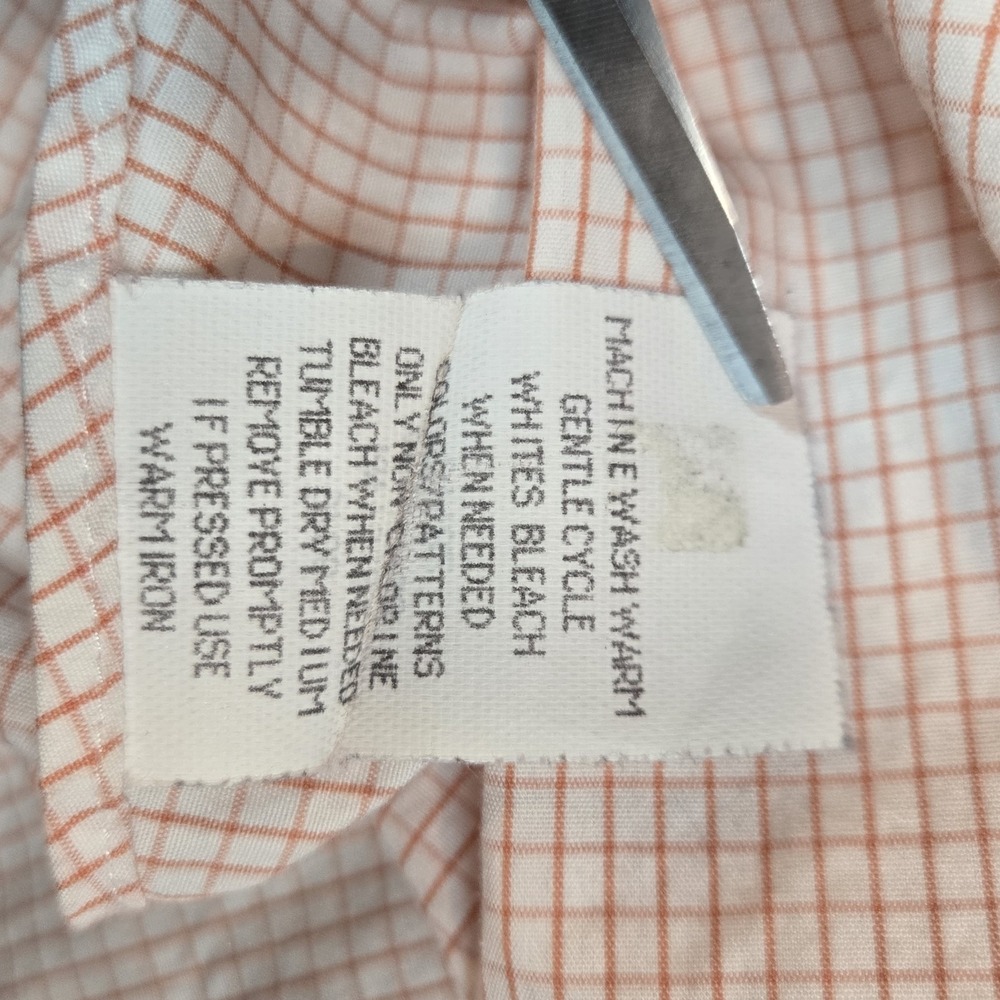 Anheuser Bush Budweiser Mens Sise L Orange Checked Button Down Dress Shirt - Picture 9 of 9